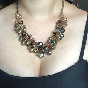 Warm Chunky Statement Necklace with Red Accents